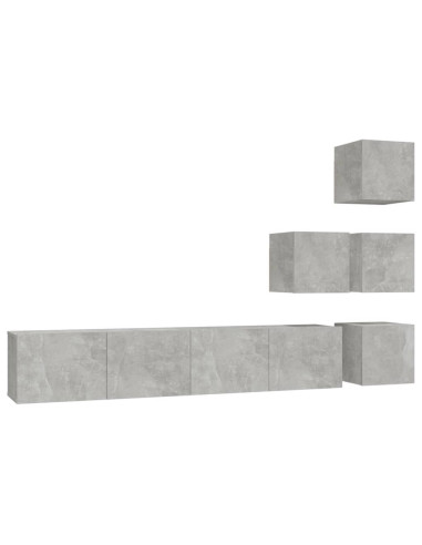 Mobile Porta TV a Parete Grigio Cemento in Legno Multistrato