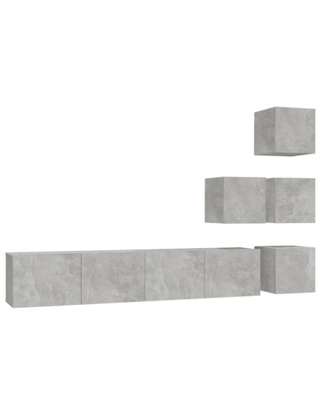 Mobile Porta TV a Parete Grigio Cemento in Legno Multistrato