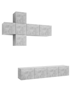 Set di Mobili Porta TV 7 pz Grigio Cemento in Legno Multistrato 2
