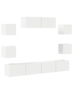 Set di Mobili Porta TV 7 pz Bianco in Legno Multistrato 2