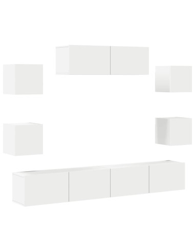 Set di Mobili Porta TV 7 pz Bianco in Legno Multistrato