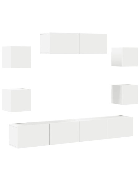 Set di Mobili Porta TV 7 pz Bianco in Legno Multistrato