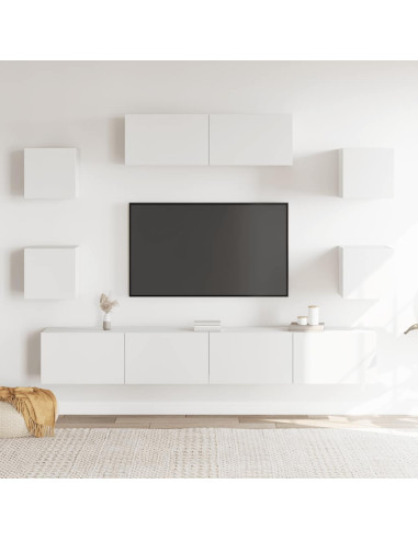 Set di Mobili Porta TV 7 pz Bianco in Legno Multistrato