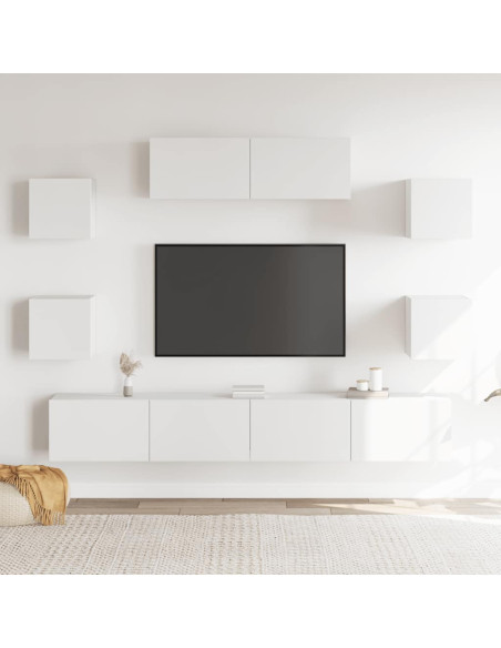 Set di Mobili Porta TV 7 pz Bianco in Legno Multistrato