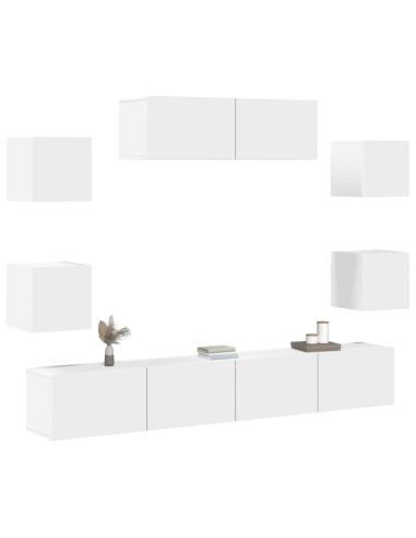 Set di Mobili Porta TV 7 pz Bianco in Legno Multistrato