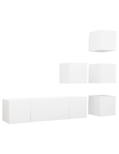 Set Mobili Porta TV 6 pz Bianco in Legno Multistrato 2