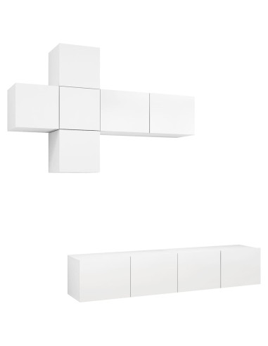 Set Mobili Porta TV 7 pz Bianco in Legno Multistrato