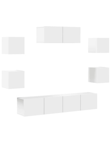 Set di Mobili Porta TV 7 pz Bianco in Legno Multistrato