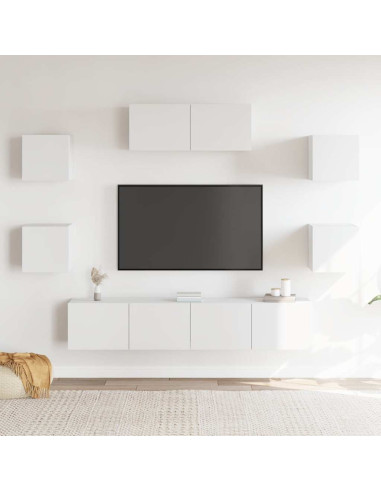 Set di Mobili Porta TV 7 pz Bianco in Legno Multistrato