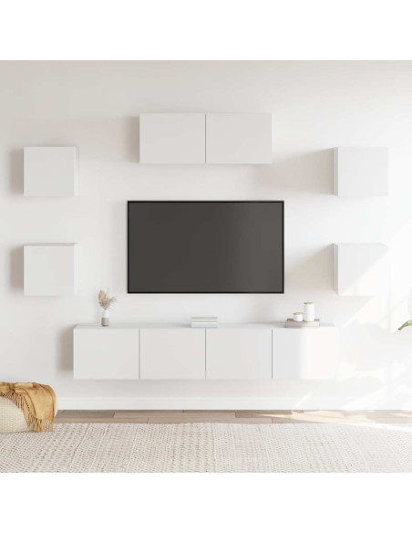 Set di Mobili Porta TV 7 pz Bianco in Legno Multistrato