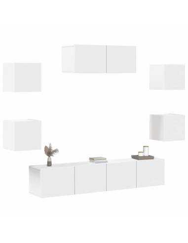 Set di Mobili Porta TV 7 pz Bianco in Legno Multistrato