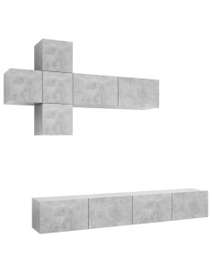Set di Mobili Porta TV 7 pz Grigio Cemento in Legno Multistrato 2