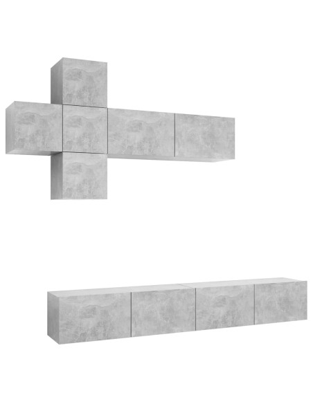 Set di Mobili Porta TV 7 pz Grigio Cemento in Legno Multistrato