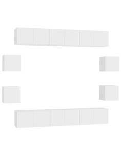 Set Mobili Porta TV 10 pz Bianco in Legno Multistrato 2