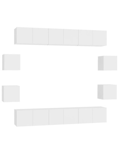 Set Mobili Porta TV 10 pz Bianco in Legno Multistrato