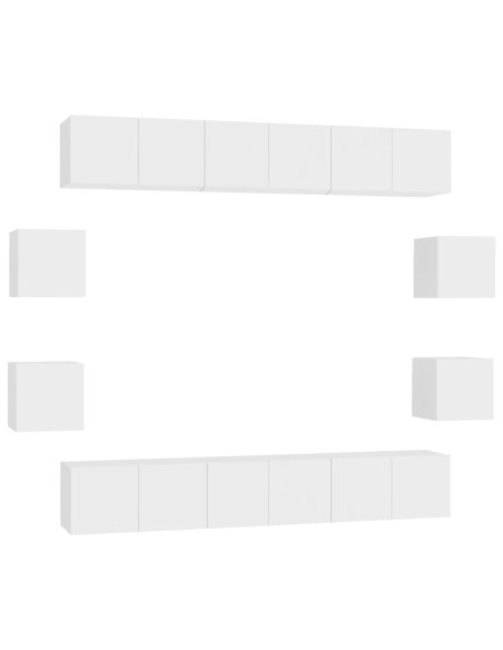 Set Mobili Porta TV 10 pz Bianco in Legno Multistrato