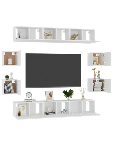Set Mobili Porta TV 10 pz Bianco in Legno Multistrato
