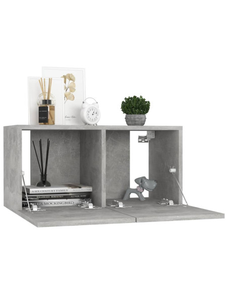 Set di Mobili Porta TV 10pz Grigio Cemento in Legno Multistrato