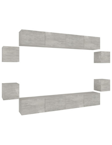 Set Mobili Porta TV 8pz Grigio Cemento in Legno Multistrato