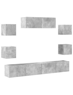 Set di Mobili Porta TV 7 pz Grigio Cemento in Legno Multistrato 2