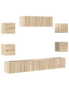 Set di Mobili Porta TV 7 pz Rovere Sonoma in Legno Multistrato 2