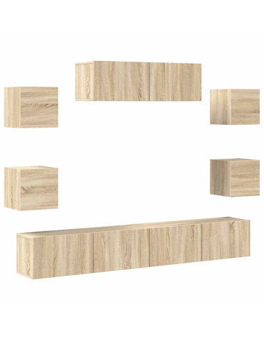 Set di Mobili Porta TV 7 pz Rovere Sonoma in Legno Multistrato