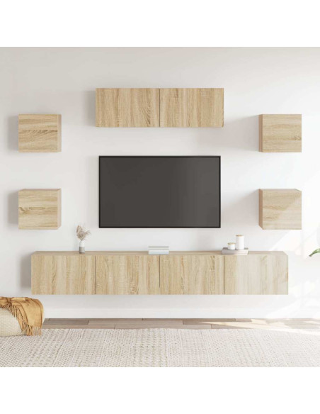 Set di Mobili Porta TV 7 pz Rovere Sonoma in Legno Multistrato