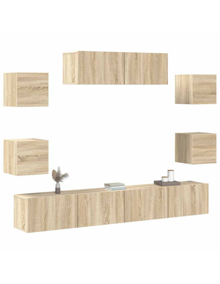 Set di Mobili Porta TV 7 pz Rovere Sonoma in Legno Multistrato