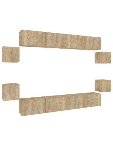 Set Mobili Porta TV 8pz Rovere Sonoma in Legno Multistrato