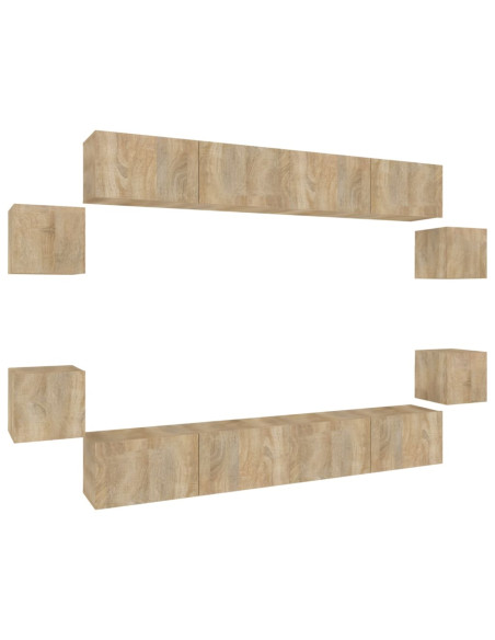 Set Mobili Porta TV 8pz Rovere Sonoma in Legno Multistrato