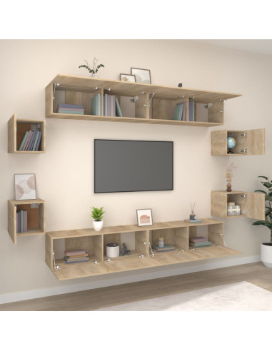 Set Mobili Porta TV 8pz Rovere Sonoma in Legno Multistrato