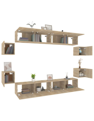 Set Mobili Porta TV 8pz Rovere Sonoma in Legno Multistrato