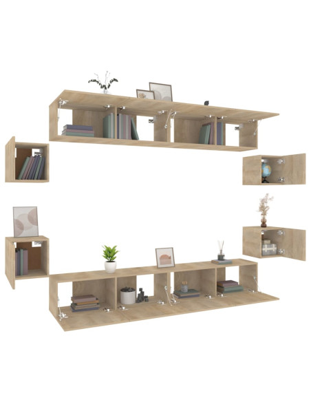 Set Mobili Porta TV 8pz Rovere Sonoma in Legno Multistrato