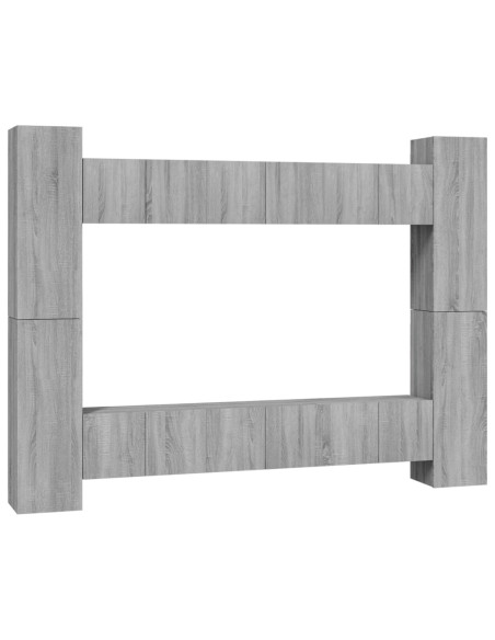 Set Mobili Porta TV 10 pz Grigio Sonoma in Legno Multistrato