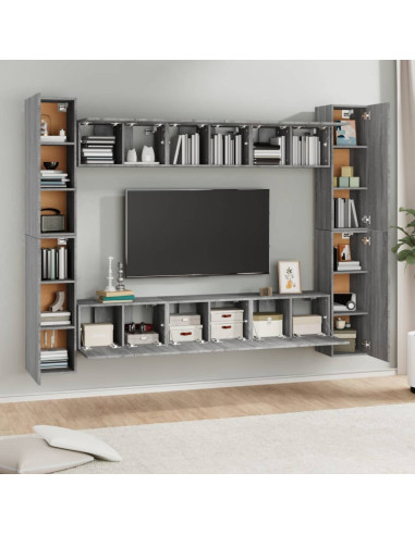 Set Mobili Porta TV 10 pz Grigio Sonoma in Legno Multistrato