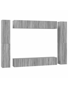 Set Mobili Porta TV 10 pz Grigio Sonoma in Legno Multistrato 2