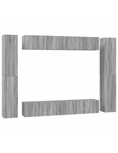Set Mobili Porta TV 10 pz Grigio Sonoma in Legno Multistrato