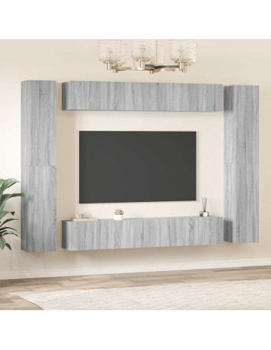 Set Mobili Porta TV 10 pz Grigio Sonoma in Legno Multistrato