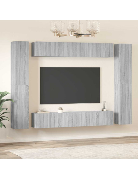 Set Mobili Porta TV 10 pz Grigio Sonoma in Legno Multistrato
