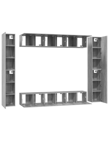 Set Mobili Porta TV 10 pz Grigio Sonoma in Legno Multistrato