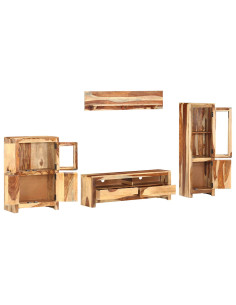 Set di Unità TV con cassetto Montaggio a parete Marrone legno 2