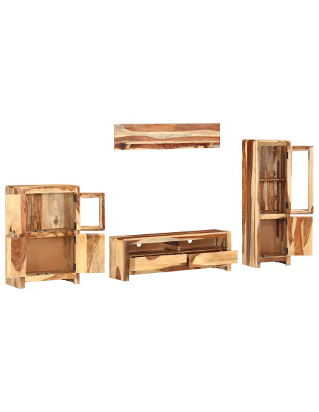 Set di Unità TV con cassetto Montaggio a parete Marrone legno