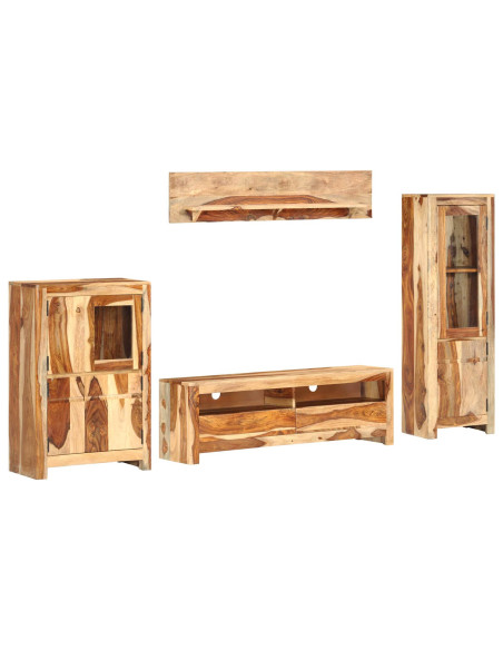Set di Unità TV con cassetto Montaggio a parete Marrone legno