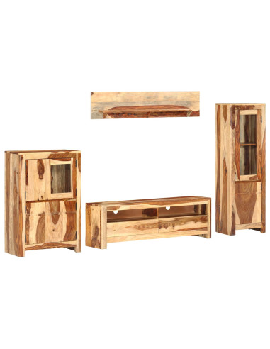 Set di Unità TV con cassetto Montaggio a parete Marrone legno