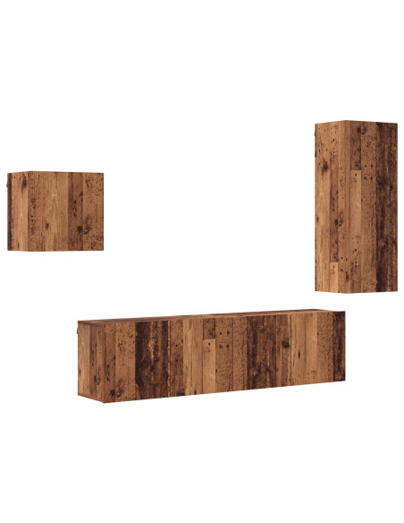 Mobile TV 4 pcs Legno vecchio Legno multistrato