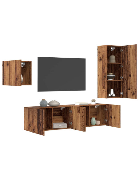 Mobile TV 4 pcs Legno vecchio Legno multistrato