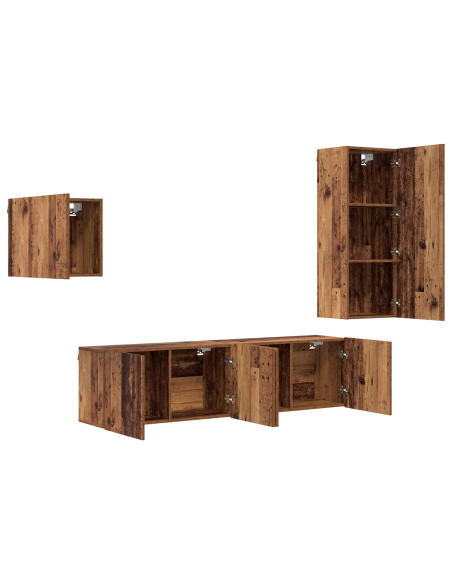 Mobile TV 4 pcs Legno vecchio Legno multistrato