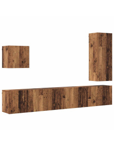 Unità TV da Parete 5 pcs Legno vecchio Legno multistrato 2