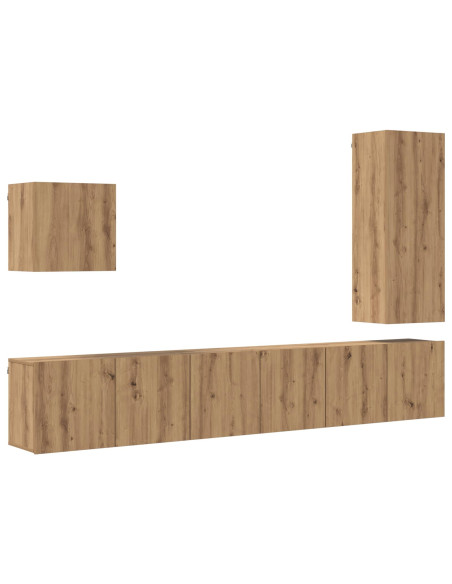Unità TV da Parete 5 pcs Rovere artigianale Legno multistrato