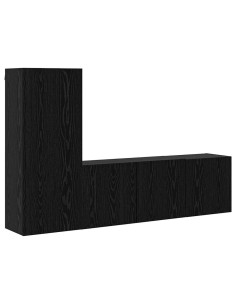 Unità TV da Parete 5 pcs Rovere Nero Legno multistrato 2